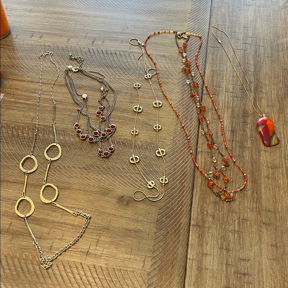 Colorful Necklace Set with Gold and Red Accents
